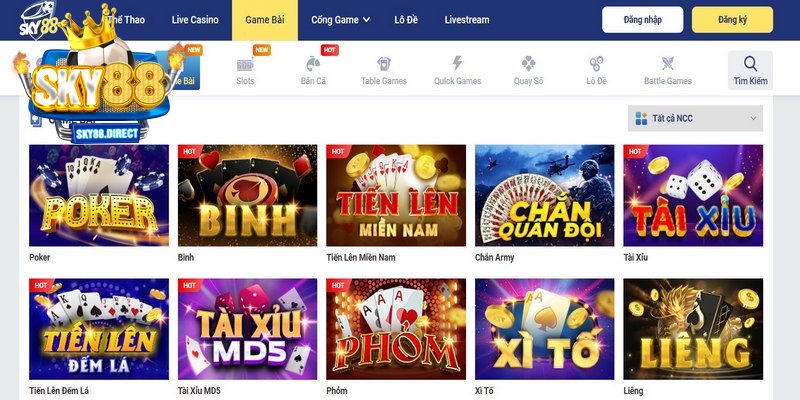 Danh mục game bài đẳng cấp đến từ nền tảng SKY88